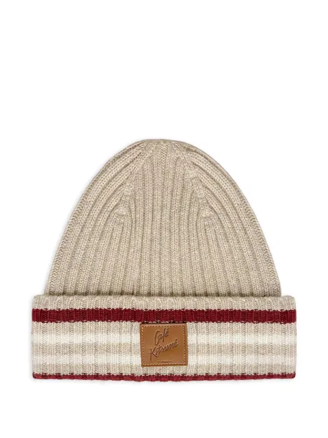 CAFÉ KITSUNÉ logo-patch beanie hat