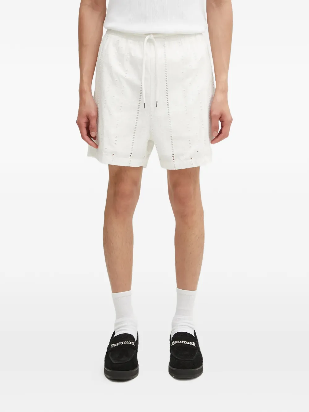 A BATHING APE® broderie-anglaise drawstring shorts – Neutrals