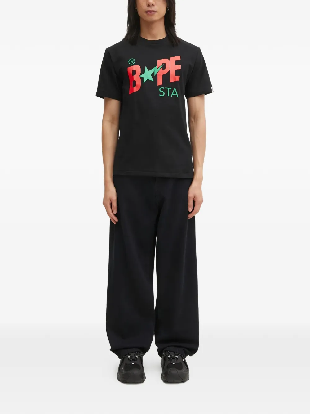 A BATHING APE star-print T-shirt - Zwart