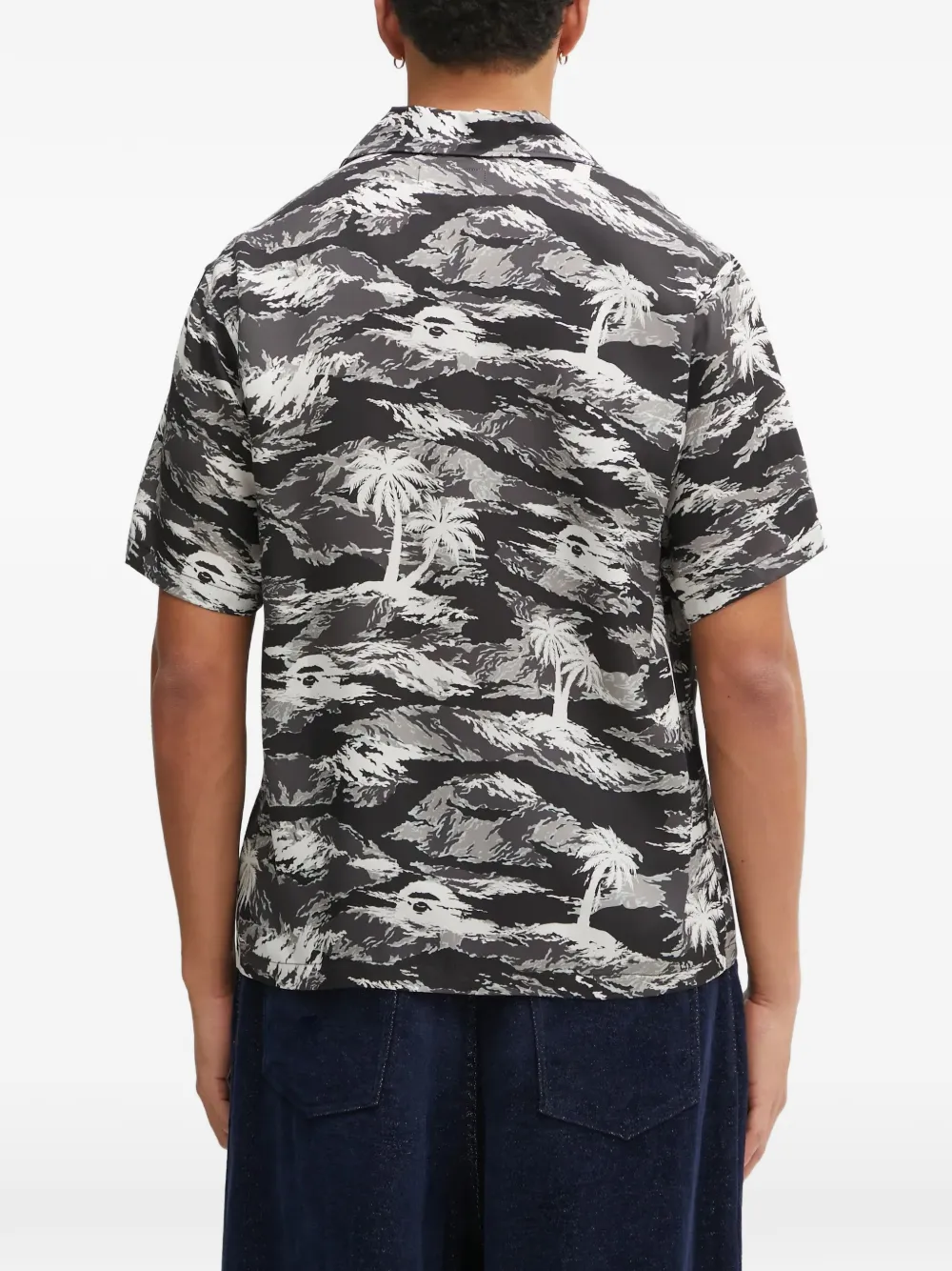 A BATHING APE Overhemd met palmprint Zwart