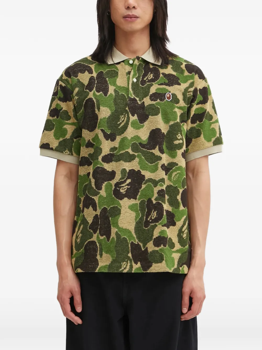 A BATHING APE® Camo Pile Jacquard polo shirt - Verde