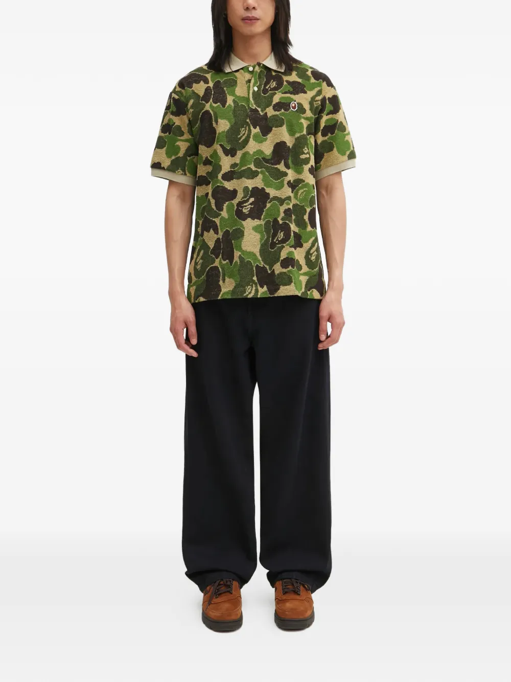 A BATHING APE Camo Pile Jacquard polo shirt - Groen