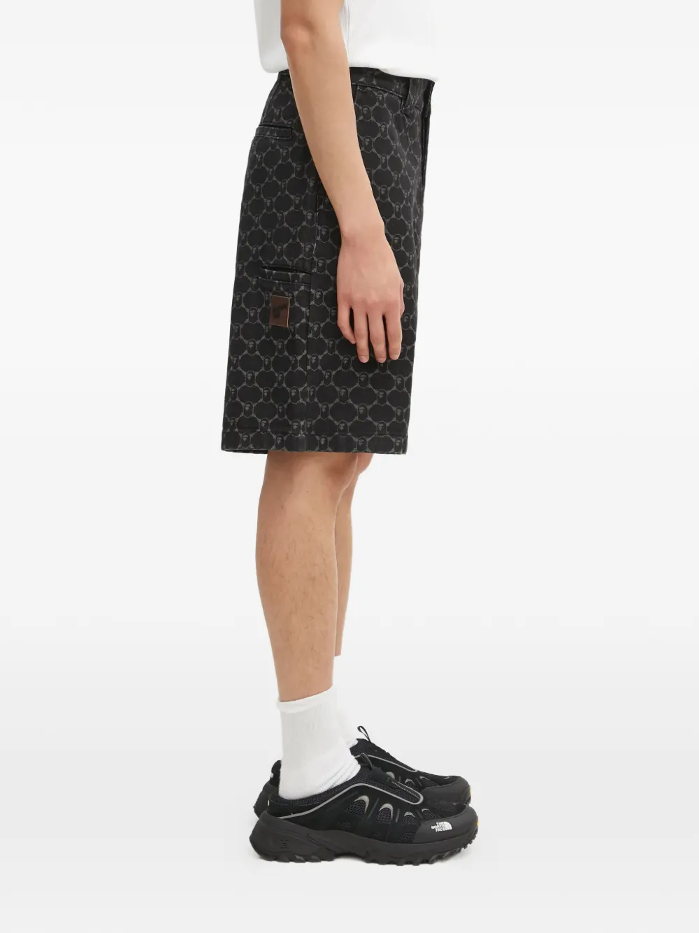  A Bathing Ape® College Monogram Denim Shorts - Black 
