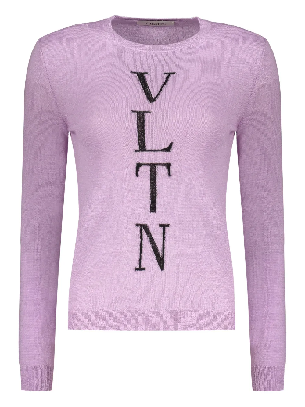 Valentino Logo-embroidered Crew Neck Sweater In Purple