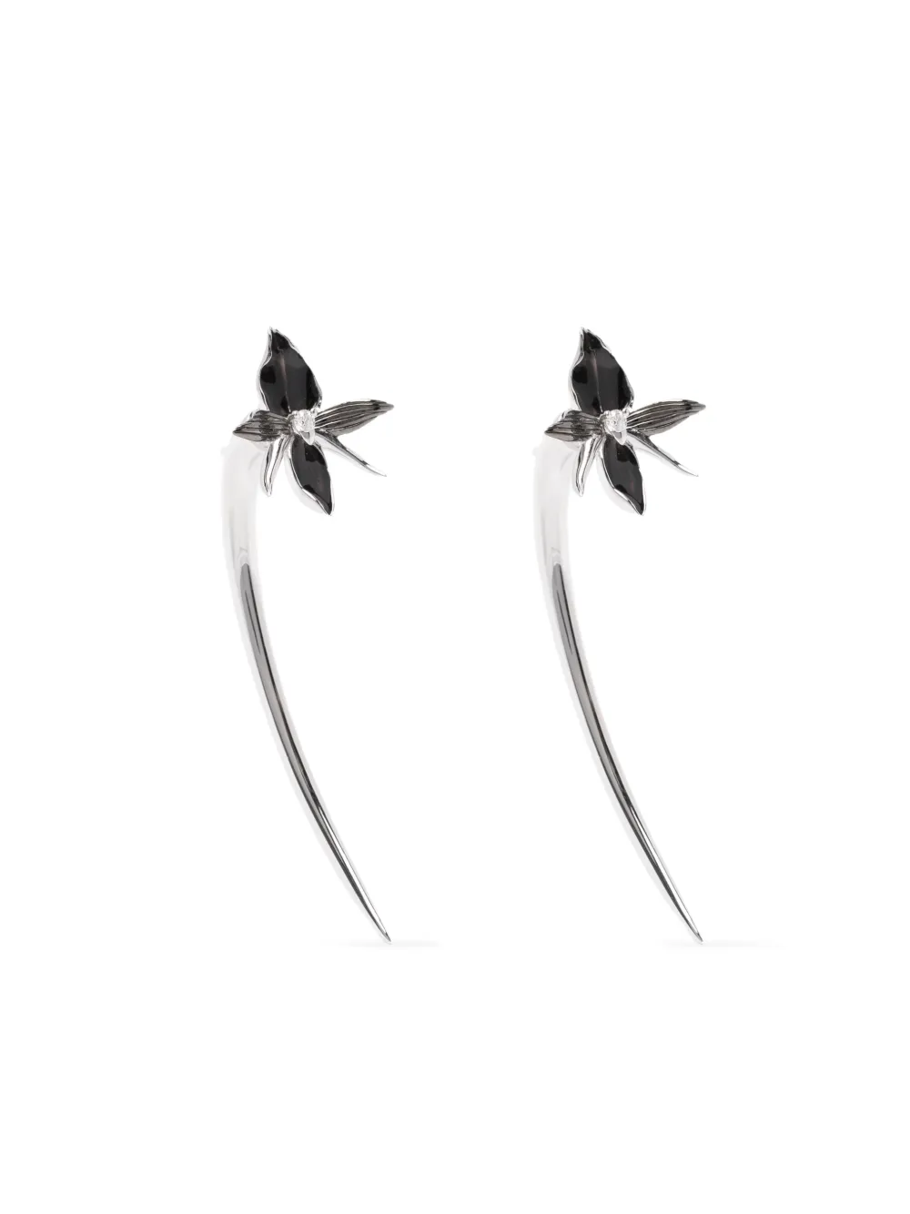 Shaun Leane diamond orchid hook earrings - Argento