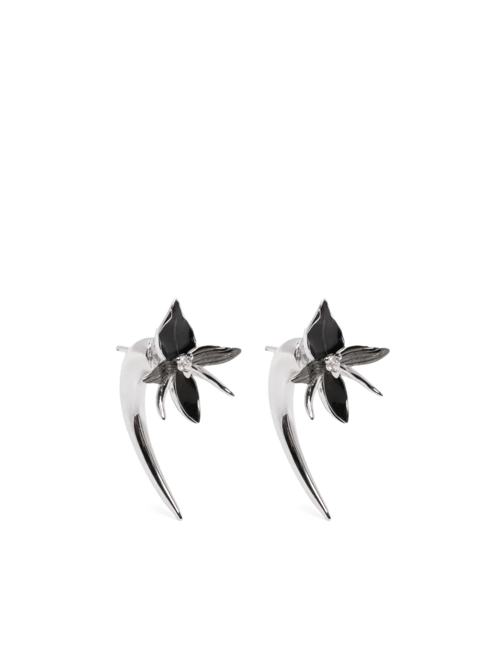 Shaun Leane diamond talon black-orchid earrings - Argento