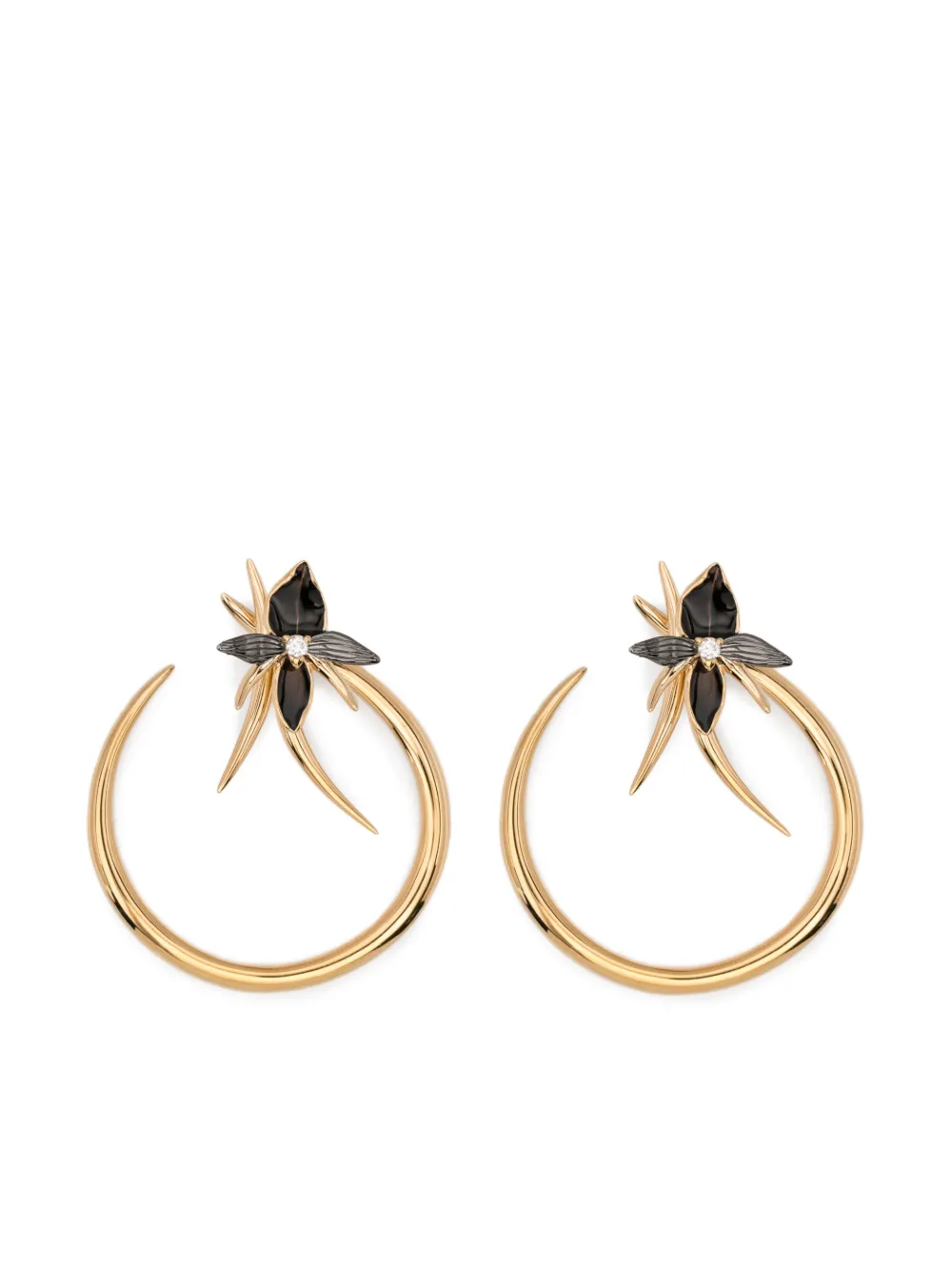 Shaun Leane black-orchid diamond hoop earrings - Oro