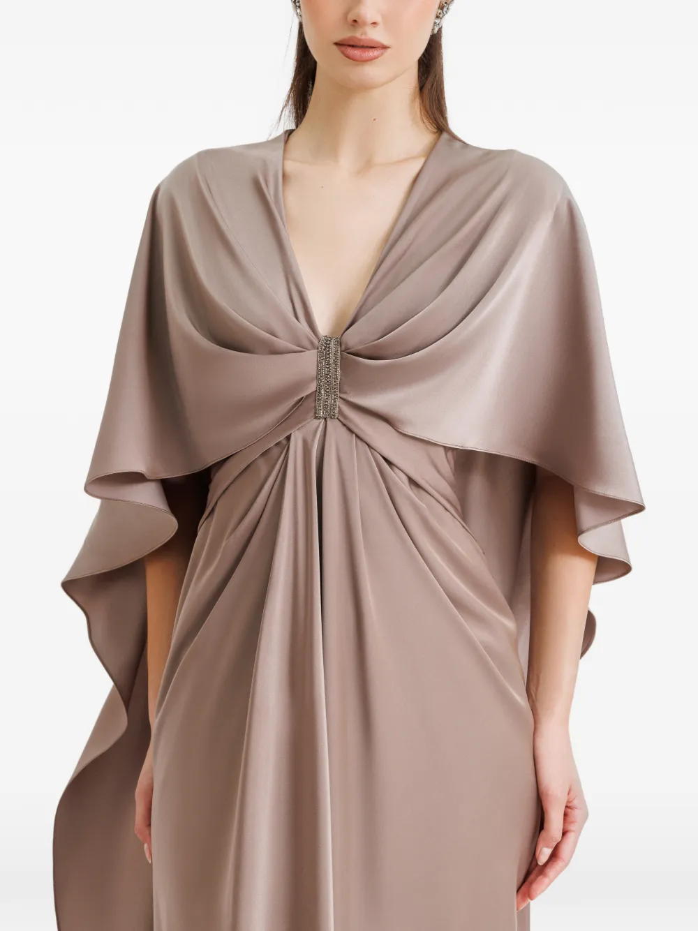 Gemy Maalouf Avondjurk met V-hals Beige