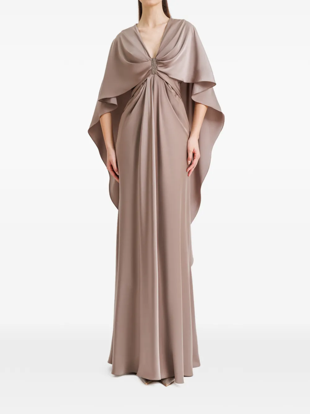 Gemy Maalouf Avondjurk met V-hals Beige