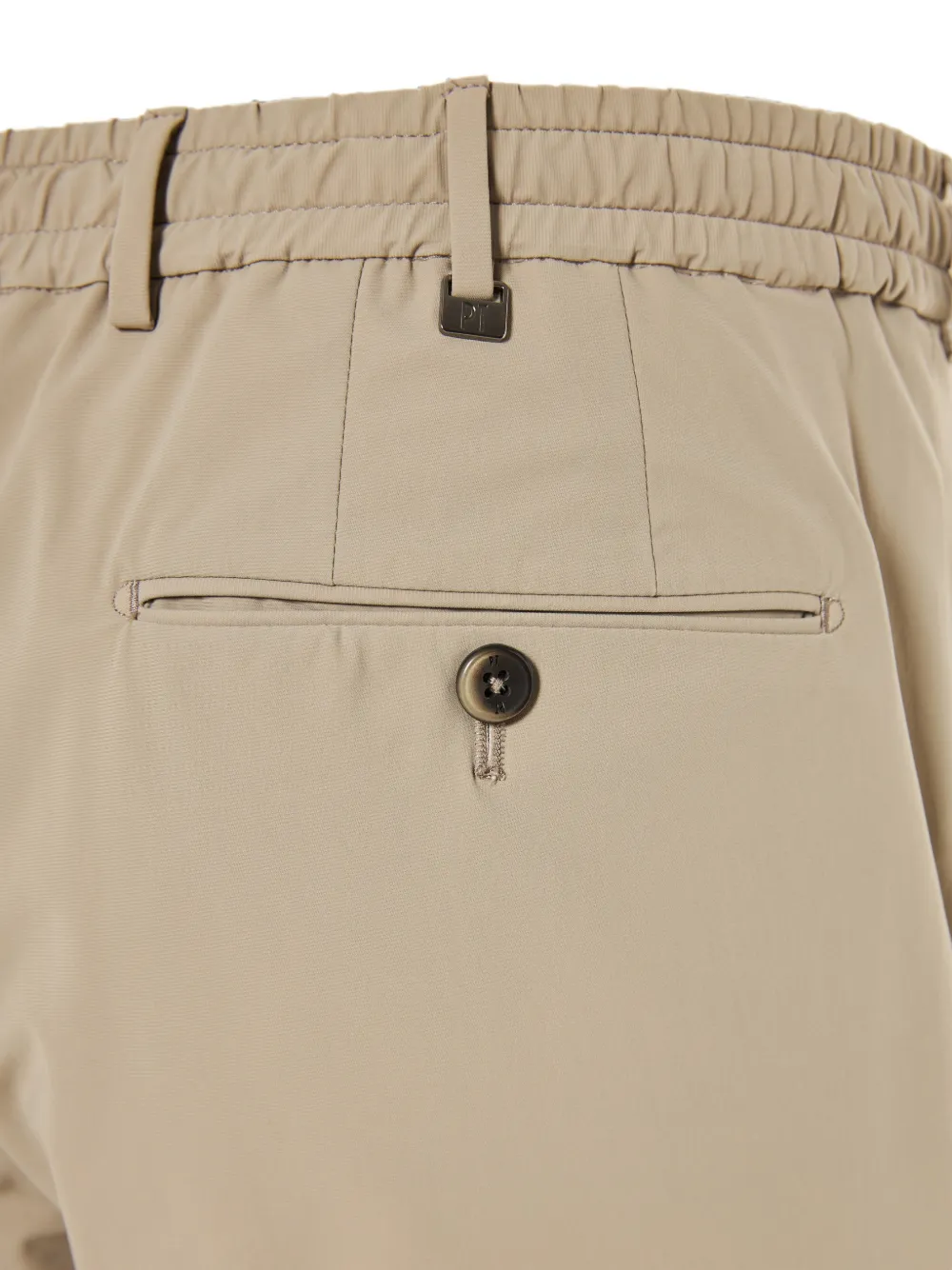 PT Torino Broek met elastische tailleband en knoopsluiting Beige