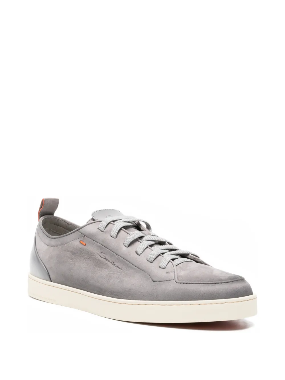 Santoni logo-debossed leather sneakers Grijs