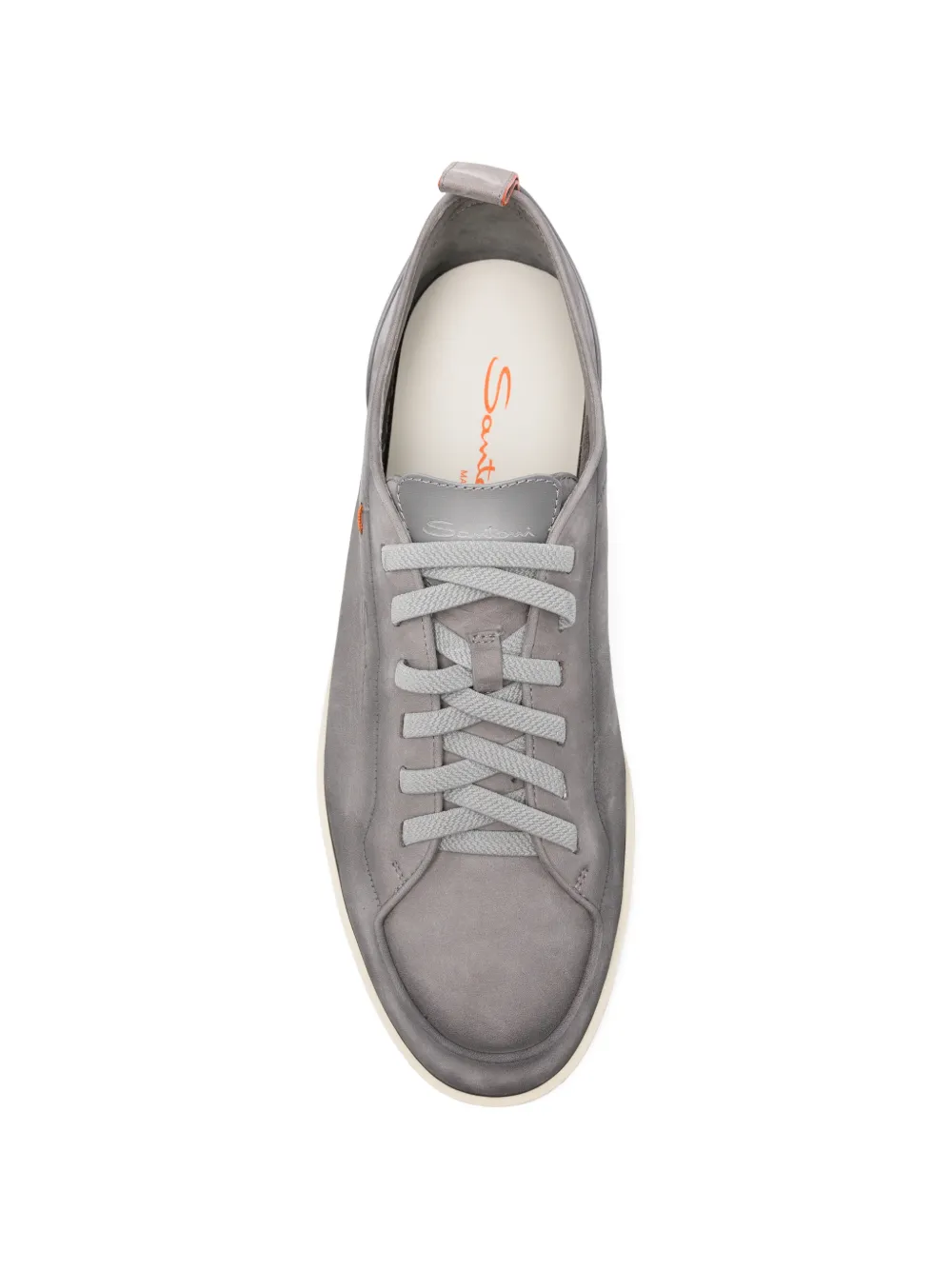 Santoni logo-debossed leather sneakers Grijs