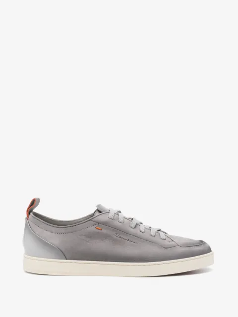 Santoni logo凹面压花皮质运动鞋