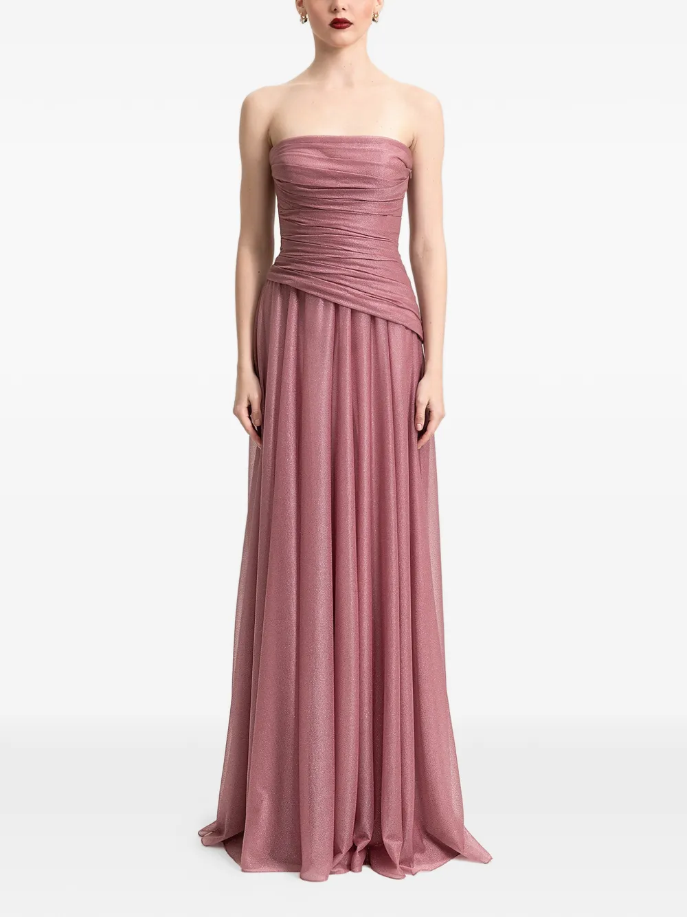 Gemy Maalouf Avondjurk met afneembare cape en ruches - Roze