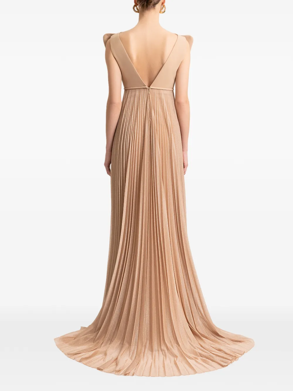 Gemy Maalouf Geplooide avondjurk Beige