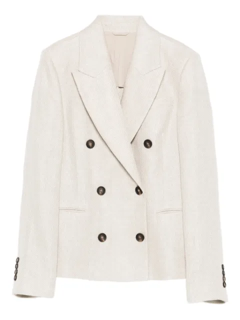 Brunello Cucinelli button herringbone blazer