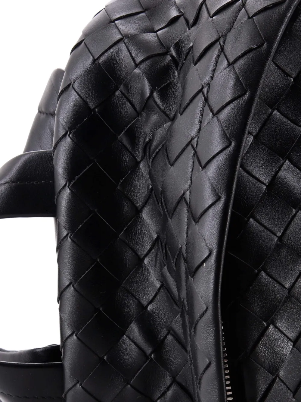 Pre-owned Bottega Veneta Front Pocket Intrecciato Leather Medium Backpack In Black