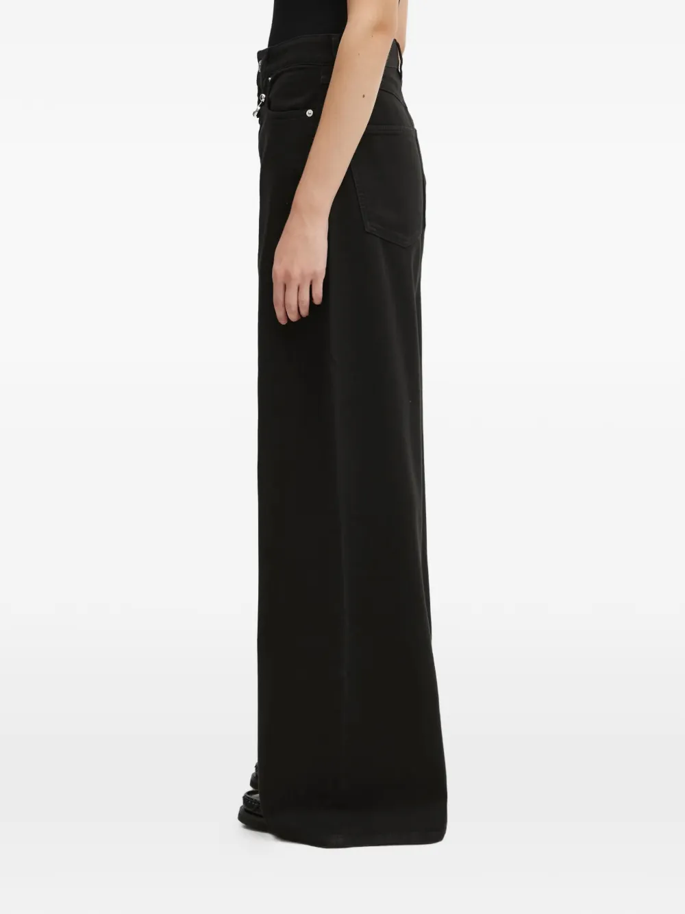  Sportmax Vaqueros Anchos Con Apliques - Negro 