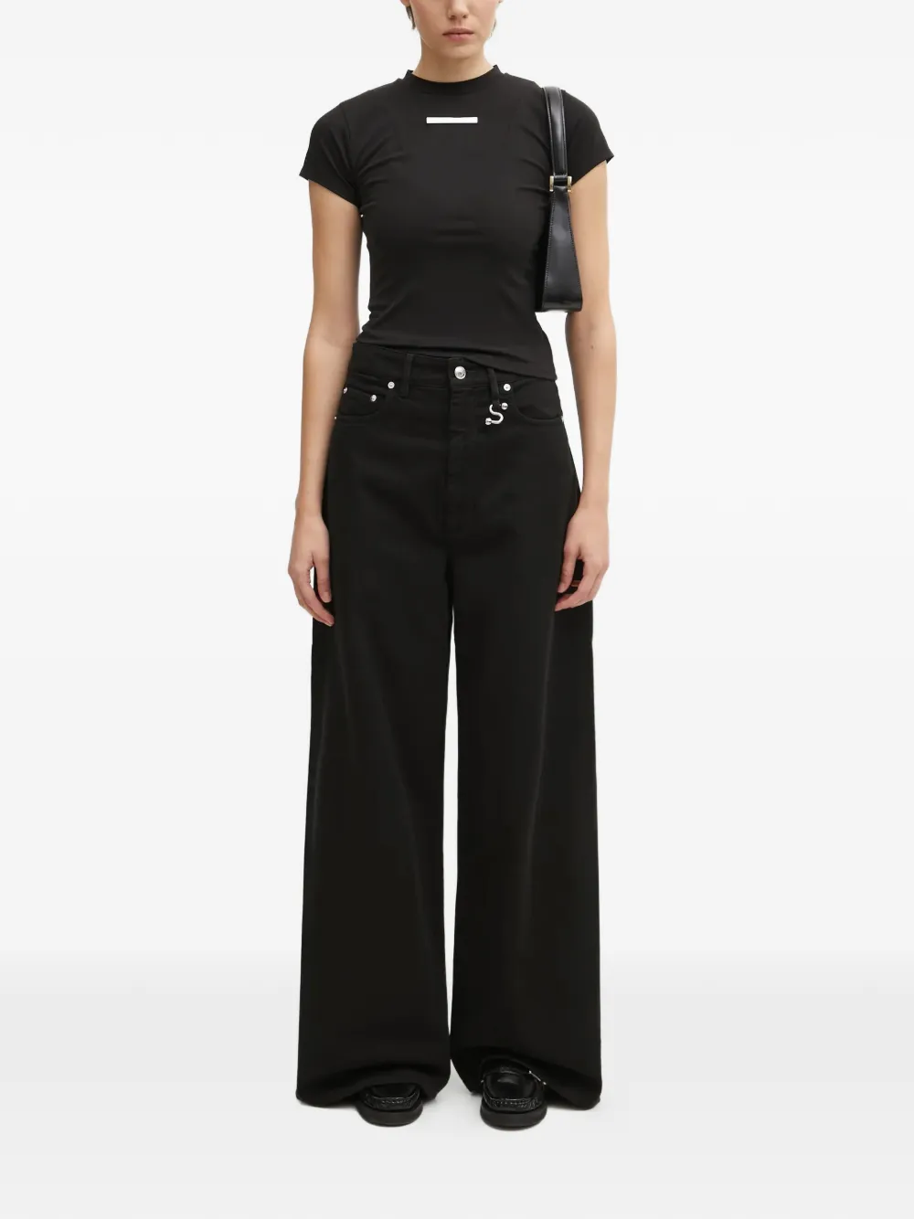  Sportmax Vaqueros Anchos Con Apliques - Negro 