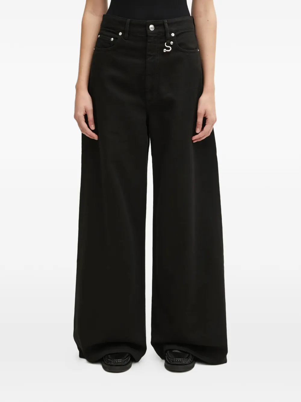 Sportmax piercing-embellishment wide-leg jeans - Nero