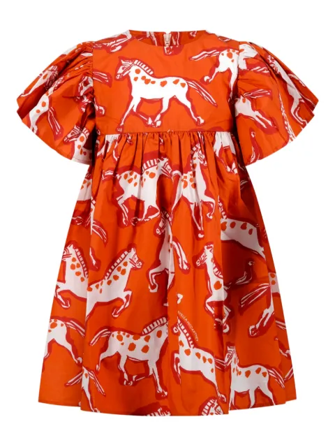 Stella McCartney Kids horse-print ruffled-detail dress