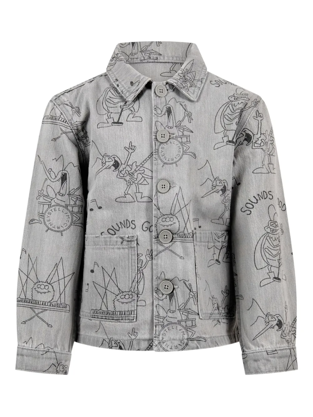 Stella McCartney Kids buttoned graphic-print jacket - Grigio