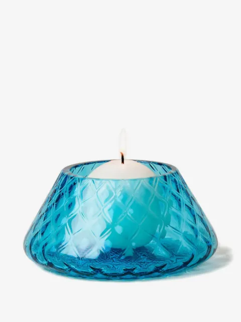 Venini Lele aquamarine textured candle holder