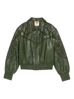 ANINE BING Leon Satin Bomber Jacket | Green | FARFETCH RO