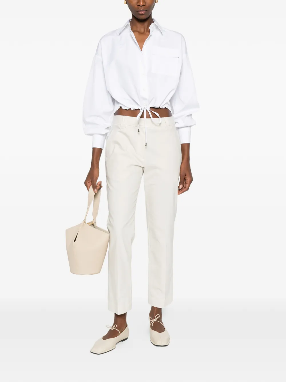 Brunello Cucinelli Camisa Com Bolso e Cordão De Ajuste | Branco