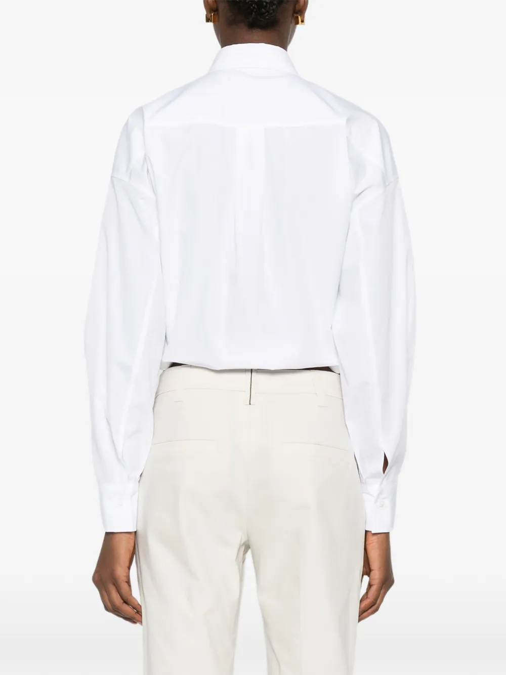 Brunello Cucinelli Blouse met trekkoord en zak Wit