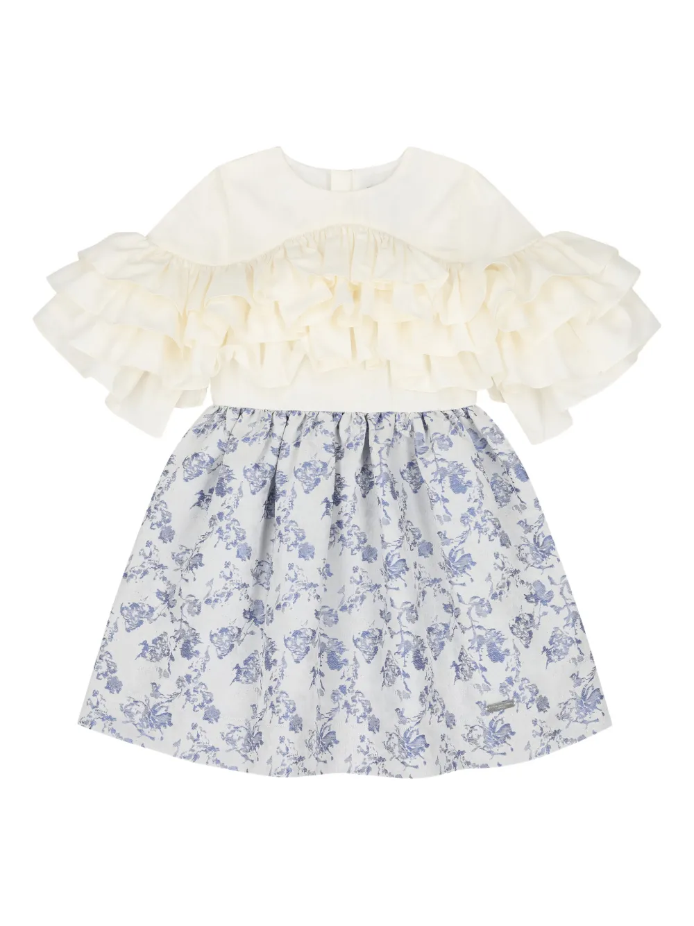 JESSIE AND JAMES KIDS ruffled patterned dress - Bianco