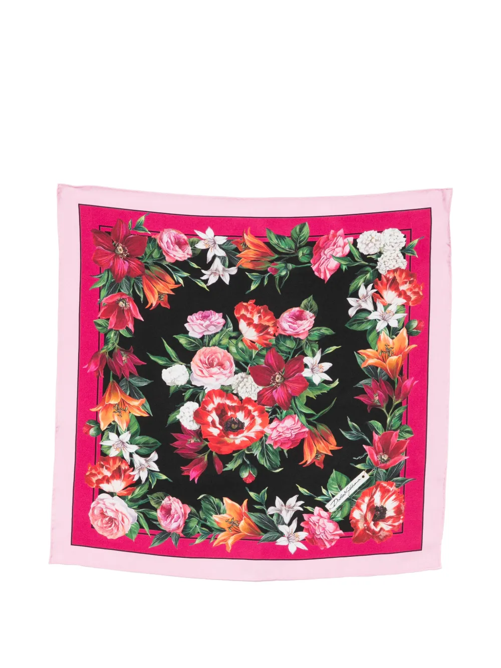 Dolce & Gabbana floral print square scarf - Nero