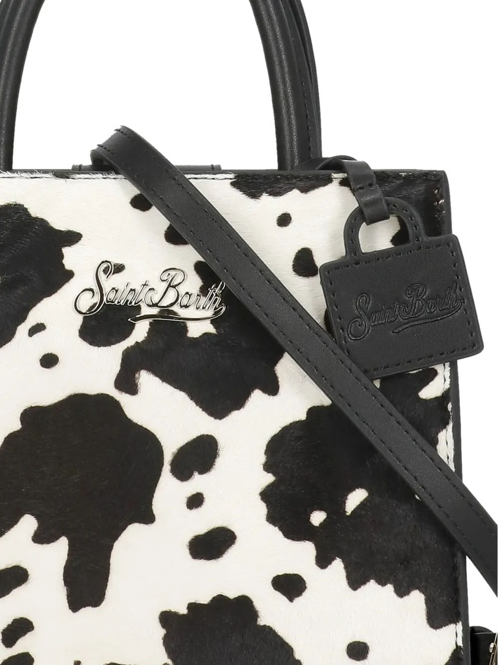 Top Handle Print Leather Bag