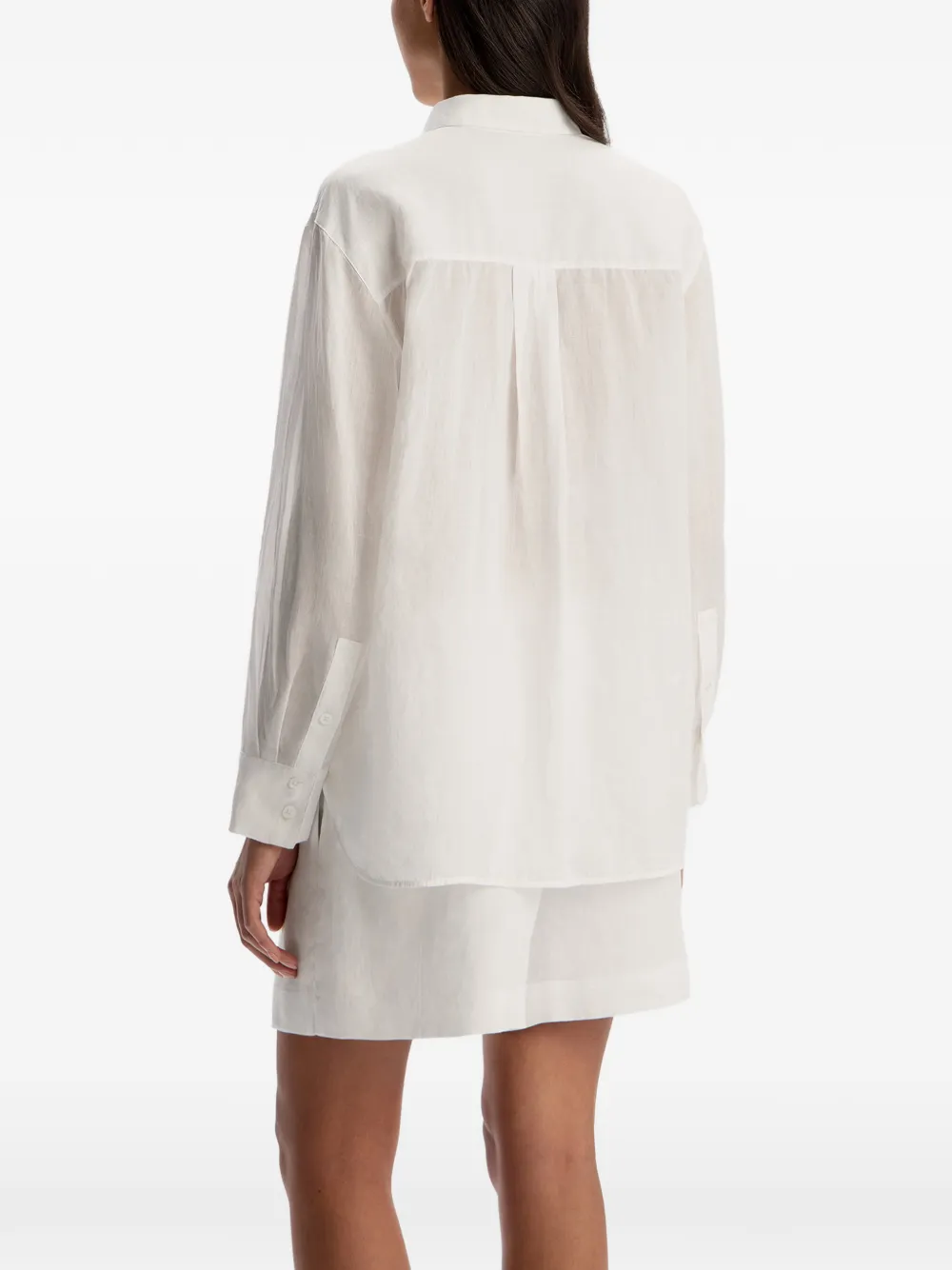 12 STOREEZ Ramie blouse met knopen Wit