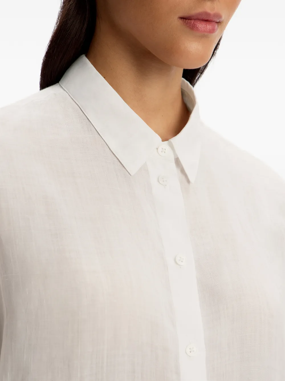 12 STOREEZ Ramie blouse met knopen Wit
