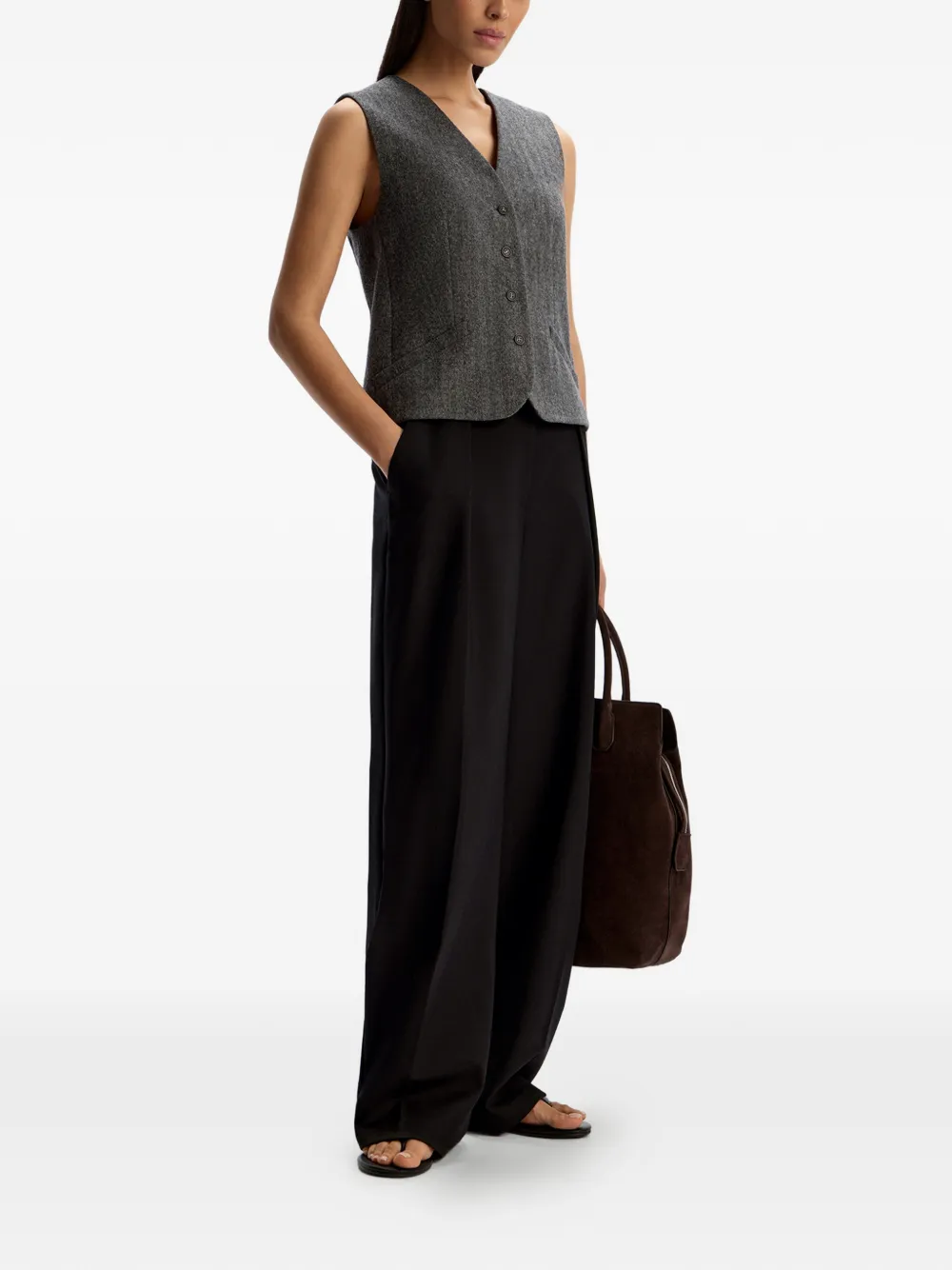 12 Storeez Buttoned Waistcoat In Gray