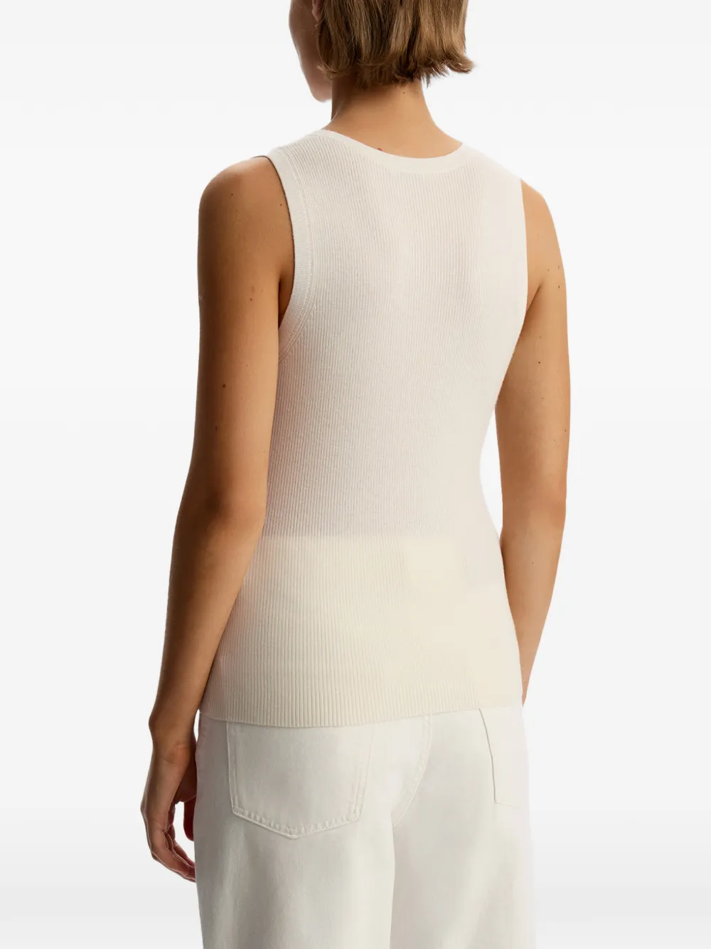 12 STOREEZ Geribbelde tanktop van merinowol Beige