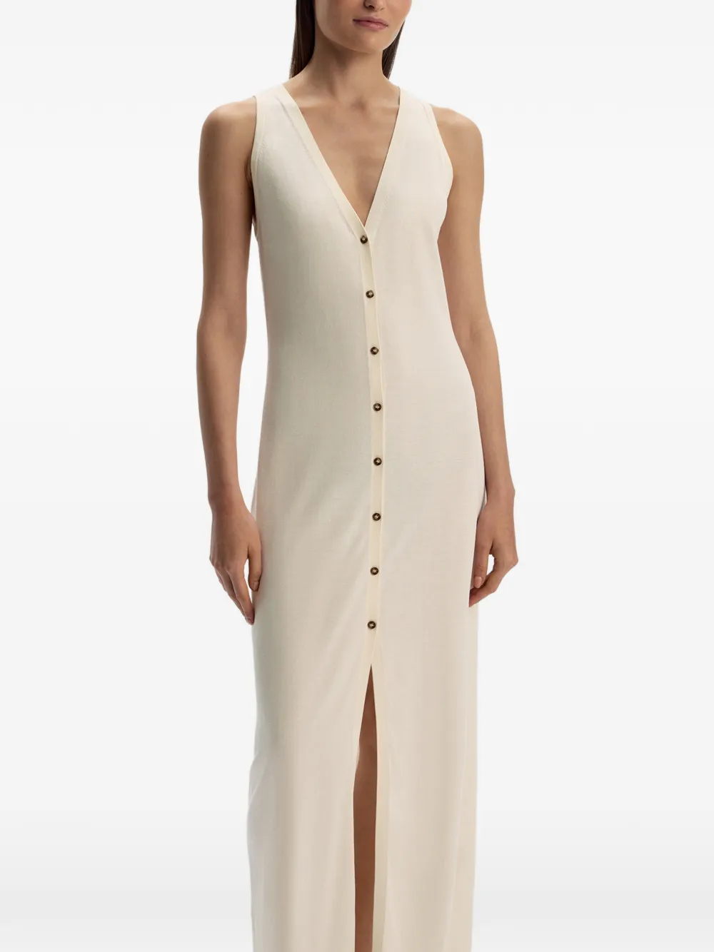 12 STOREEZ Maxi-jurk met knopen Beige