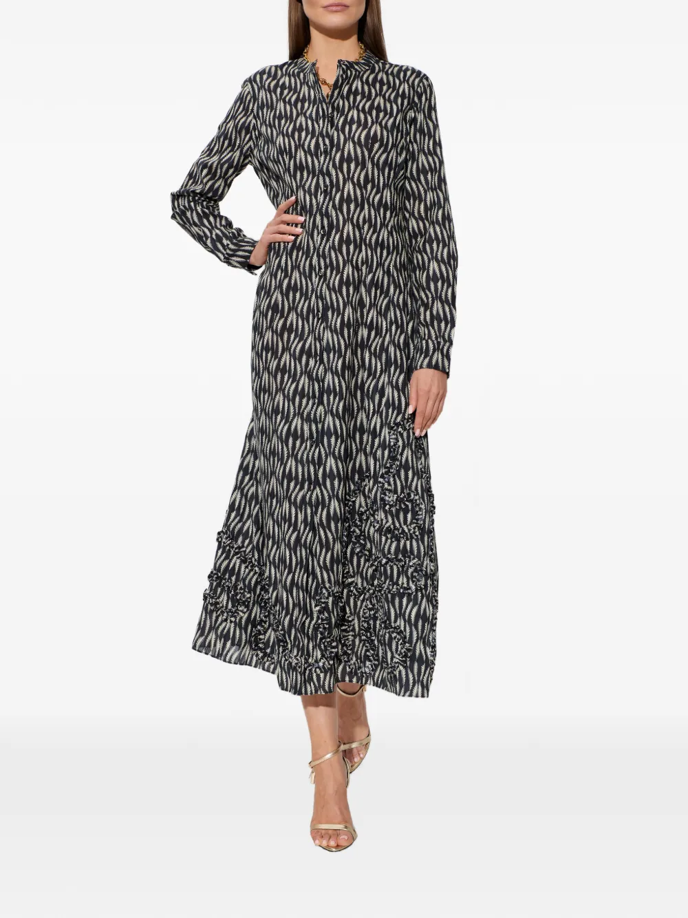 Ulla Johnson Laurentine ruffled print midi dress - Zwart