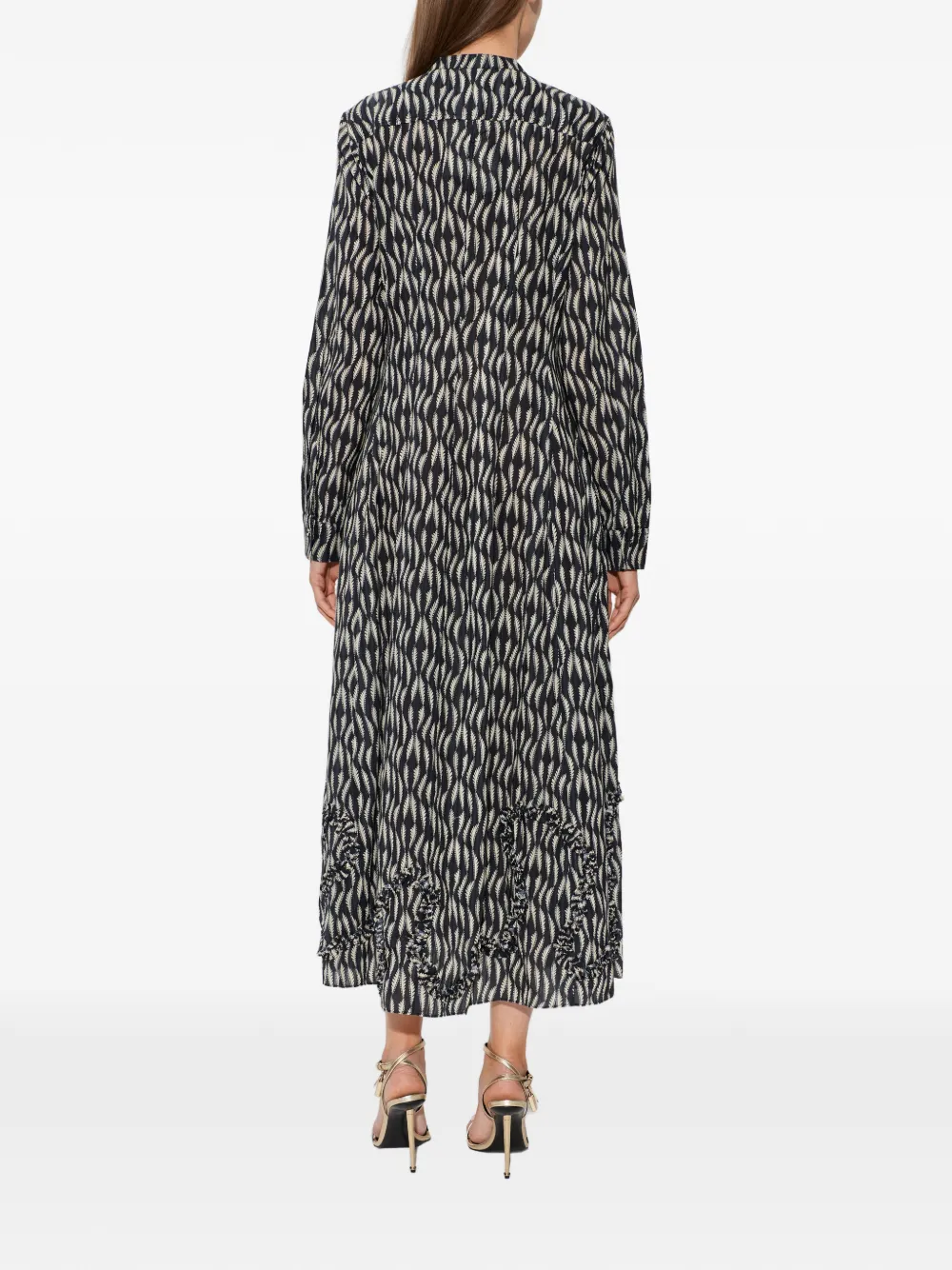 Ulla Johnson Laurentine midi-jurk met ruches Zwart