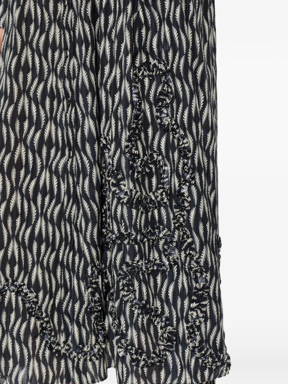 Ulla Johnson Laurentine midi-jurk met ruches Zwart