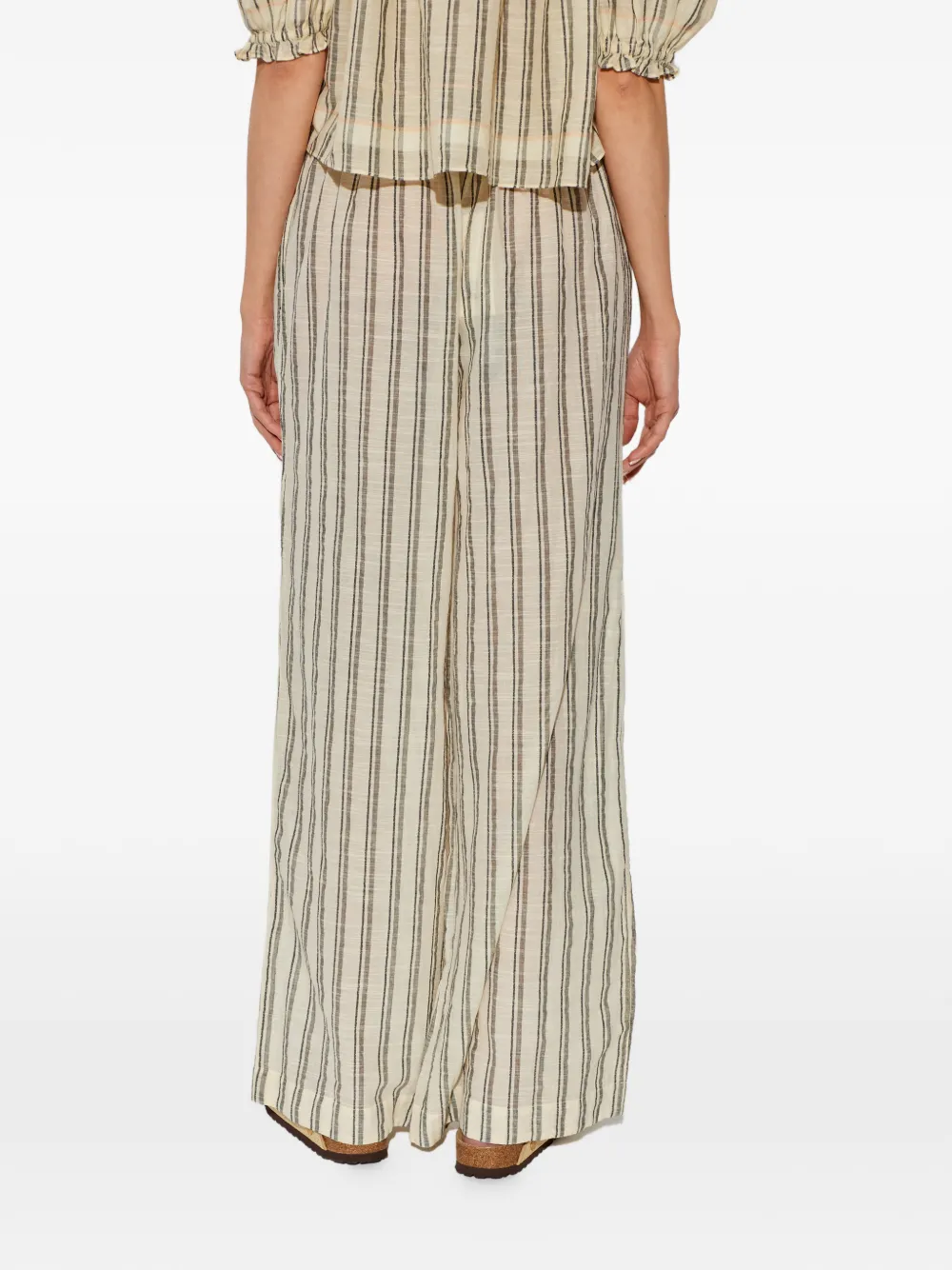 Ulla Johnson Josephine gestreepte broek met kwastje Beige
