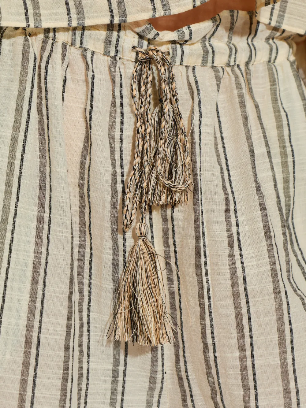 Ulla Johnson Josephine gestreepte broek met kwastje Beige