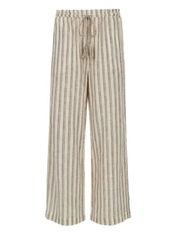 Ulla Johnson Josephine Striped Tassel Trousers in Neutrals