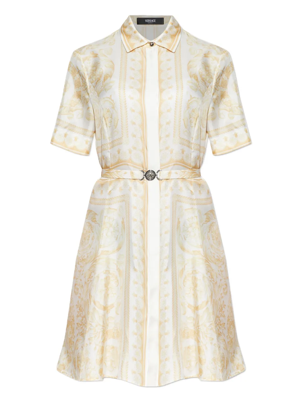 Versace belted print mini dress - Bianco