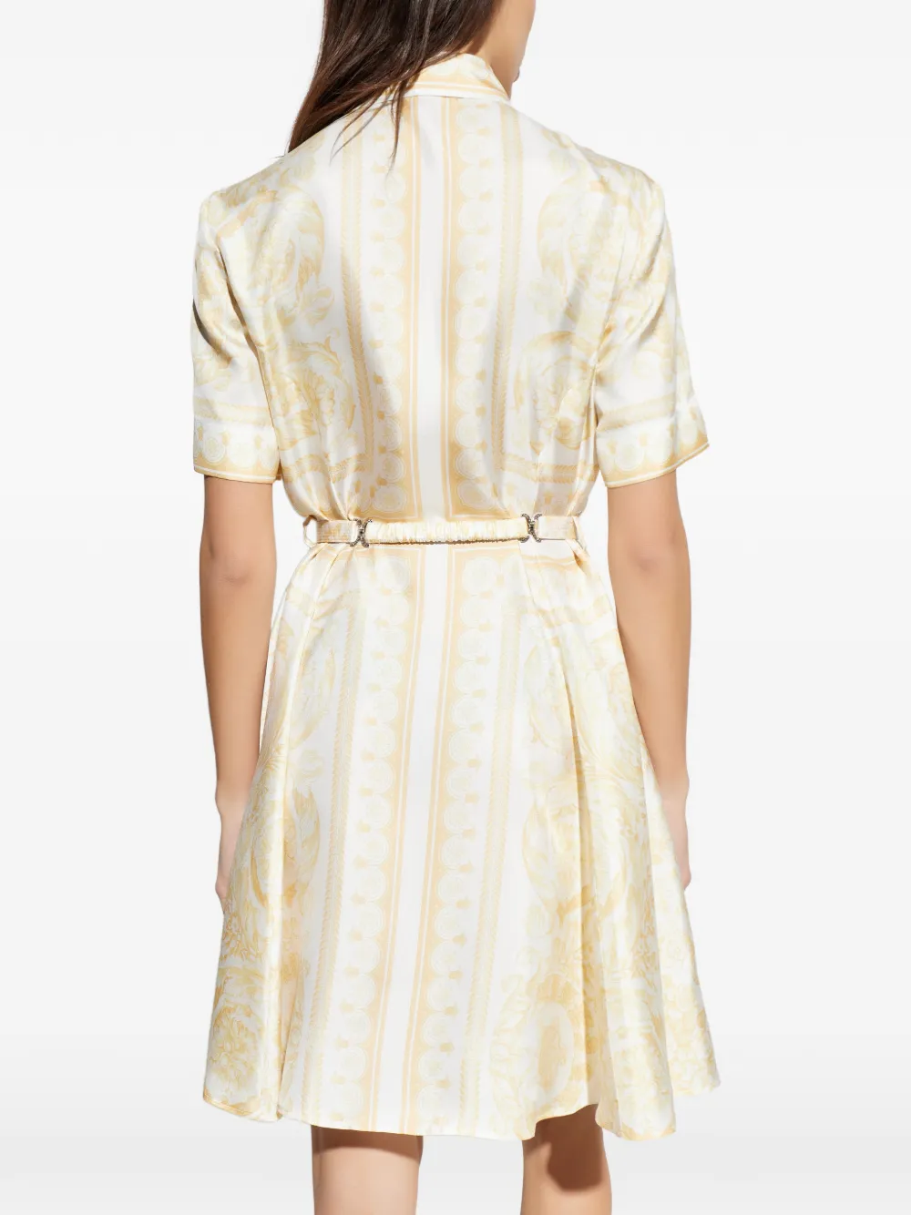 Versace Mini-jurk met ceintuur en print Wit