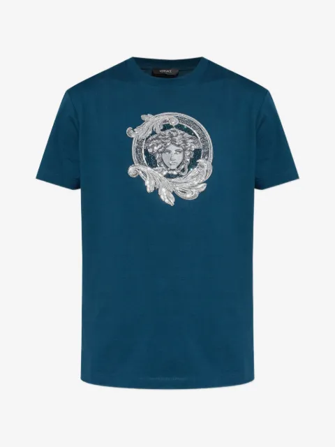 Versace embroidered cotton jersey slim T-shirt