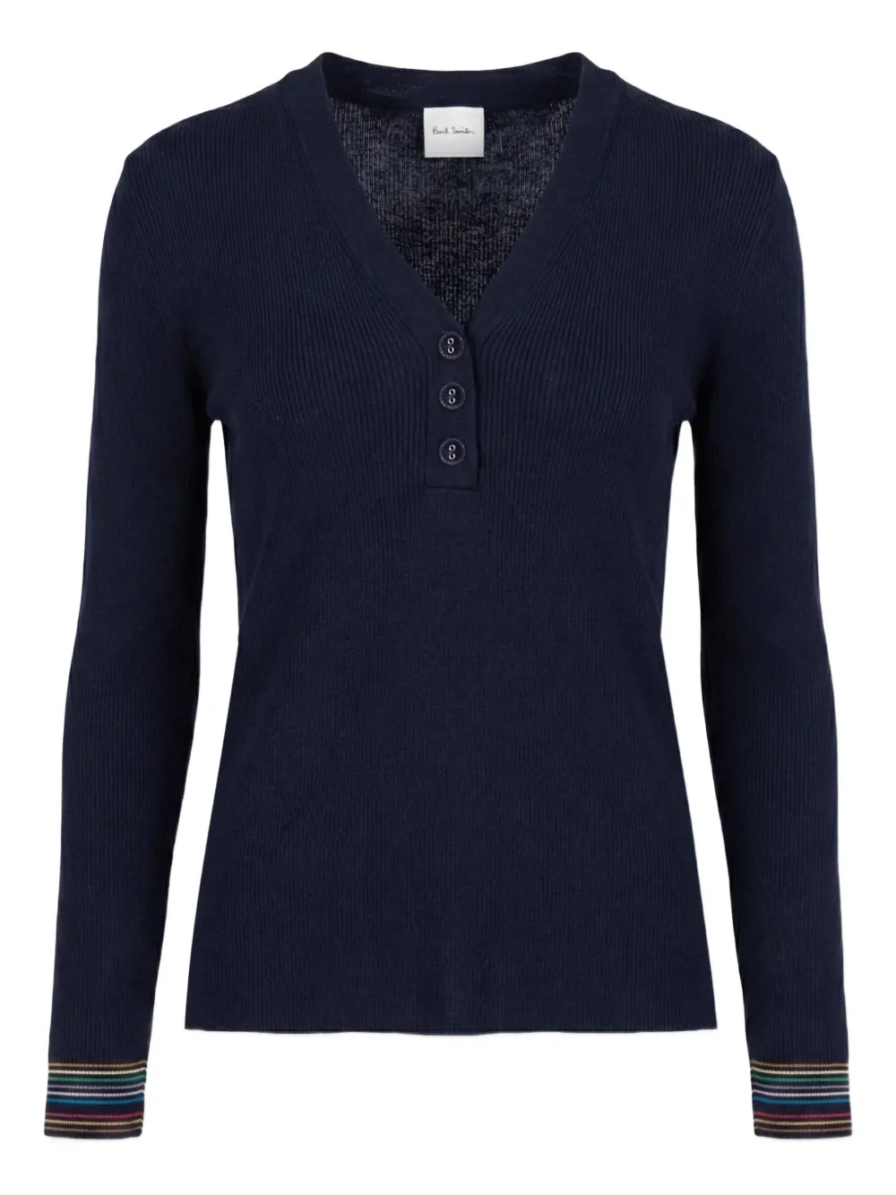 Paul Smith button ribbed top - Blu