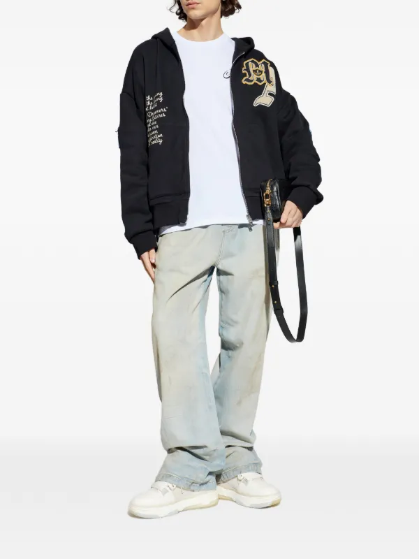 AMIRI logo-appliqué full-zip Hoodie | Black | FARFETCH