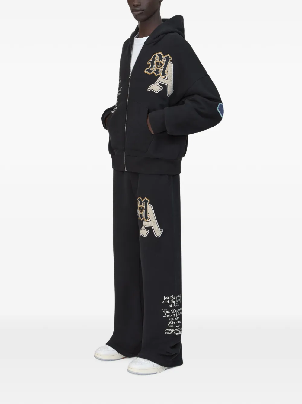 AMIRI logo-appliqué full-zip Hoodie | Black | FARFETCH